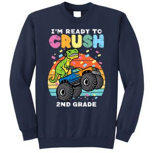 Gamer T Rex On Monster Truck Im Ready To Crush 2nd Grade Boy Sweatshirt