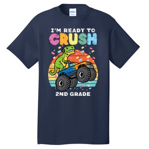 Gamer T Rex On Monster Truck Im Ready To Crush 2nd Grade Boy Tall T-Shirt