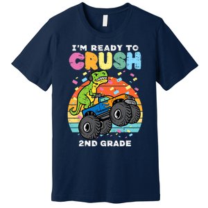 Gamer T Rex On Monster Truck Im Ready To Crush 2nd Grade Boy Premium T-Shirt