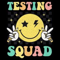 Groovy Testing Squad Smile Face Test Day Teacher Student Flat Bill Trucker Hat