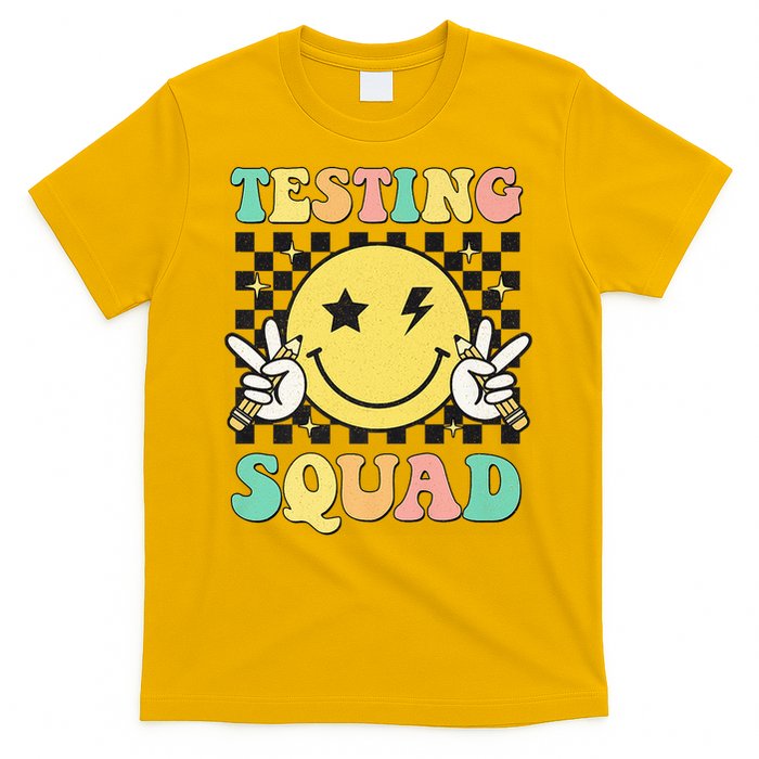 Groovy Testing Squad Smile Face Test Day Teacher Student T-Shirt