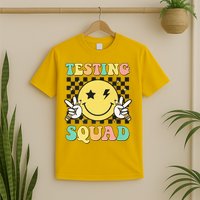 Groovy Testing Squad Smile Face Test Day Teacher Student T-Shirt