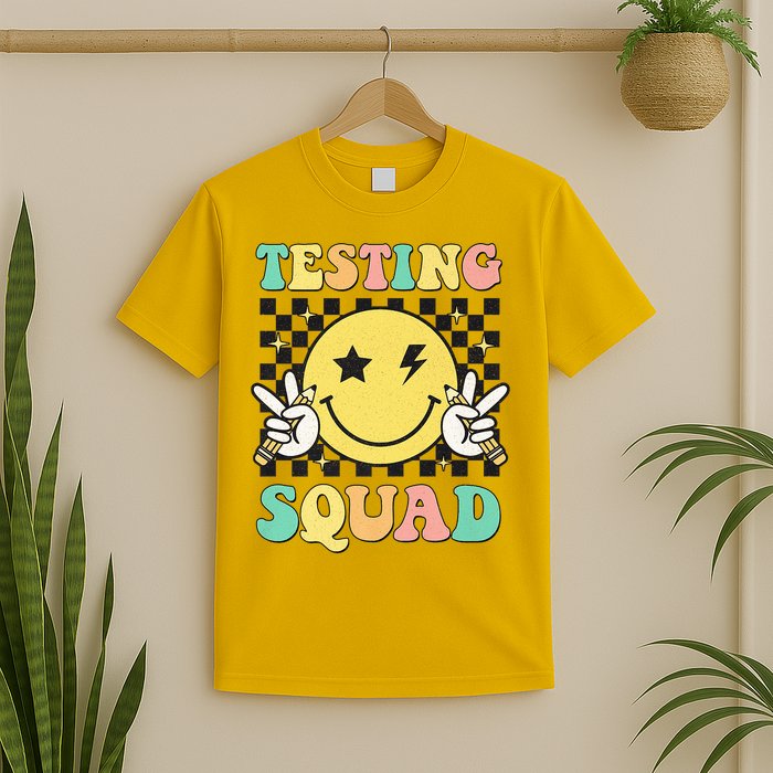 Groovy Testing Squad Smile Face Test Day Teacher Student T-Shirt