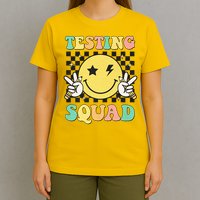 Groovy Testing Squad Smile Face Test Day Teacher Student T-Shirt