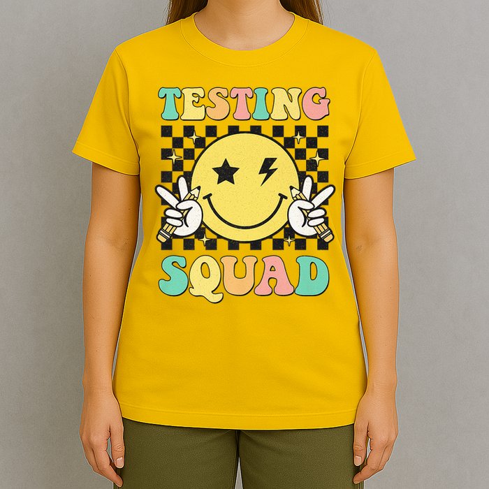 Groovy Testing Squad Smile Face Test Day Teacher Student T-Shirt
