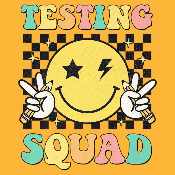 Groovy Testing Squad Smile Face Test Day Teacher Student T-Shirt