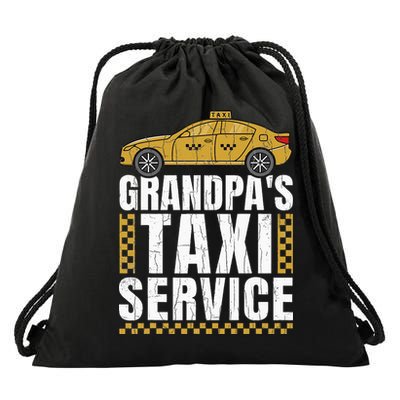 Grandpas Taxi Service Funny Taxi Driving Cab Lover Graphic Drawstring Bag