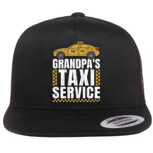 Grandpas Taxi Service Funny Taxi Driving Cab Lover Graphic Flat Bill Trucker Hat