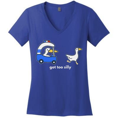 Got Too Silly Goose Police Women's V-Neck T-Shirt