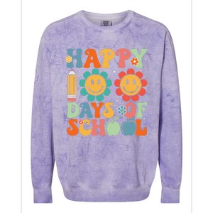 Groovy Teacher Student 100th Day Of School Happy 100 Days Funny Colorblast Crewneck Sweatshirt