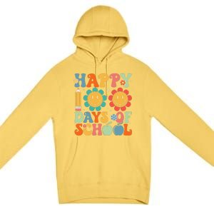 Groovy Teacher Student 100th Day Of School Happy 100 Days Funny Premium Pullover Hoodie