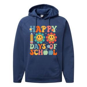 Groovy Teacher Student 100th Day Of School Happy 100 Days Funny Performance Fleece Hoodie