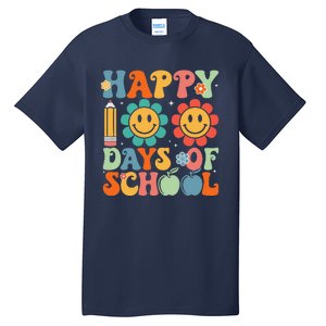 Groovy Teacher Student 100th Day Of School Happy 100 Days Funny Tall T-Shirt