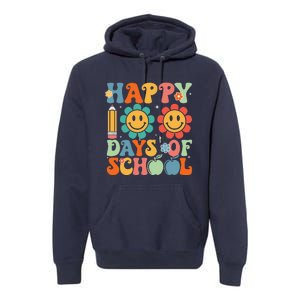 Groovy Teacher Student 100th Day Of School Happy 100 Days Funny Premium Hoodie