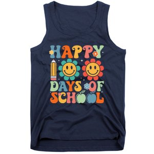 Groovy Teacher Student 100th Day Of School Happy 100 Days Funny Tank Top