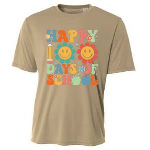 Groovy Teacher Student 100th Day Of School Happy 100 Days Funny Cooling Performance Crew T-Shirt