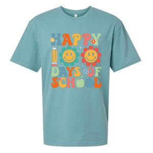 Groovy Teacher Student 100th Day Of School Happy 100 Days Funny Sueded Cloud Jersey T-Shirt