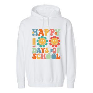 Groovy Teacher Student 100th Day Of School Happy 100 Days Funny Garment-Dyed Fleece Hoodie