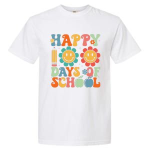 Groovy Teacher Student 100th Day Of School Happy 100 Days Funny Garment-Dyed Heavyweight T-Shirt