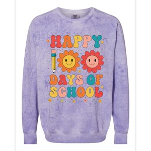 Groovy Teacher Student 100th Day Of School Happy 100 Days Colorblast Crewneck Sweatshirt