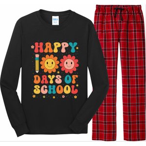 Groovy Teacher Student 100th Day Of School Happy 100 Days Long Sleeve Pajama Set