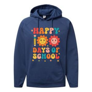 Groovy Teacher Student 100th Day Of School Happy 100 Days Performance Fleece Hoodie