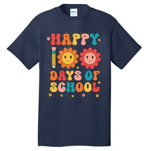 Groovy Teacher Student 100th Day Of School Happy 100 Days Tall T-Shirt