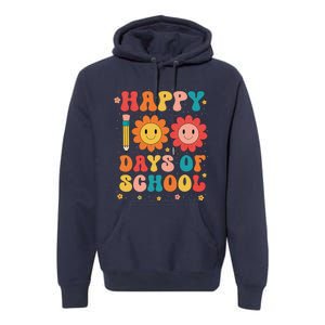 Groovy Teacher Student 100th Day Of School Happy 100 Days Premium Hoodie