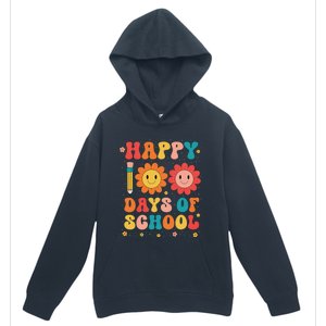 Groovy Teacher Student 100th Day Of School Happy 100 Days Urban Pullover Hoodie