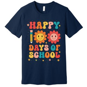 Groovy Teacher Student 100th Day Of School Happy 100 Days Premium T-Shirt