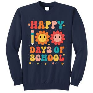 Groovy Teacher Student 100th Day Of School Happy 100 Days Tall Sweatshirt