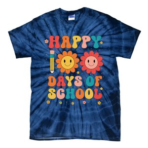 Groovy Teacher Student 100th Day Of School Happy 100 Days Tie-Dye T-Shirt