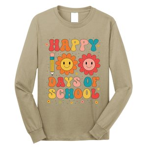 Groovy Teacher Student 100th Day Of School Happy 100 Days Long Sleeve Shirt