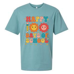 Groovy Teacher Student 100th Day Of School Happy 100 Days Sueded Cloud Jersey T-Shirt