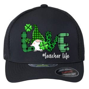 Gnome Teacher St Patricks day Love Teacher Life Shamrock Flexfit Unipanel Trucker Cap