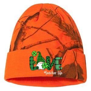 Gnome Teacher St Patricks day Love Teacher Life Shamrock Kati Licensed 12" Camo Beanie