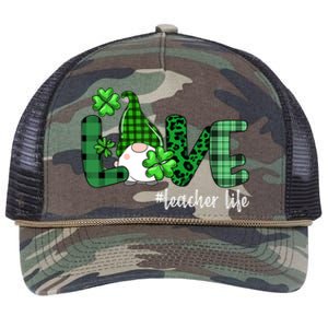 Gnome Teacher St Patricks day Love Teacher Life Shamrock Retro Rope Trucker Hat Cap