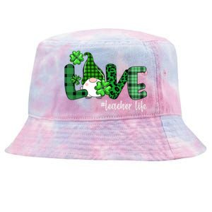 Gnome Teacher St Patricks day Love Teacher Life Shamrock Tie-Dyed Bucket Hat