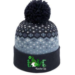 Gnome Teacher St Patricks day Love Teacher Life Shamrock The Baniff Cuffed Pom Beanie