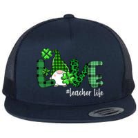 Gnome Teacher St Patricks day Love Teacher Life Shamrock Flat Bill Trucker Hat