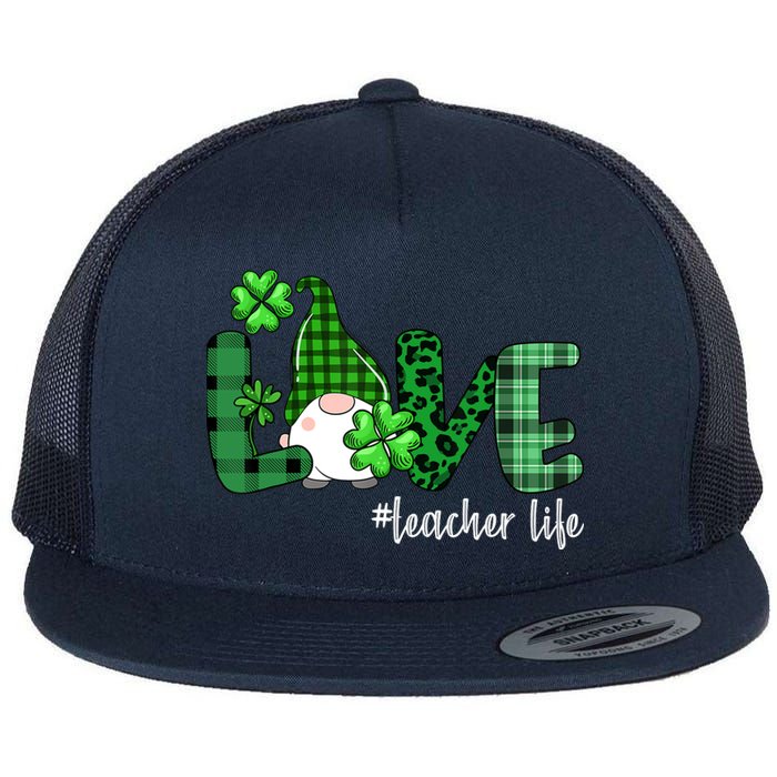 Gnome Teacher St Patricks day Love Teacher Life Shamrock Flat Bill Trucker Hat