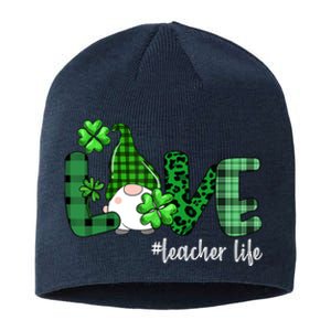 Gnome Teacher St Patricks day Love Teacher Life Shamrock Sustainable Beanie