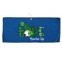 Gnome Teacher St Patricks day Love Teacher Life Shamrock Large Microfiber Waffle Golf Towel