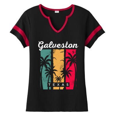 Galveston Texas Summer Tx Tropical Galvestonian Beach Lover Funny Gift Ladies Halftime Notch Neck Tee