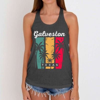 Galveston Texas Summer Tx Tropical Galvestonian Beach Lover Funny Gift Women's Knotted Racerback Tank