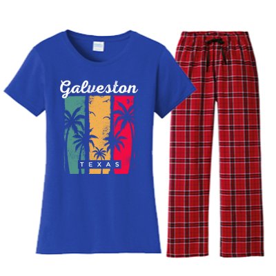 Galveston Texas Summer Tx Tropical Galvestonian Beach Lover Funny Gift Women's Flannel Pajama Set