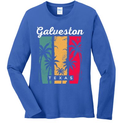 Galveston Texas Summer Tx Tropical Galvestonian Beach Lover Funny Gift Ladies Long Sleeve Shirt