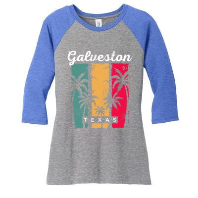 Galveston Texas Summer Tx Tropical Galvestonian Beach Lover Funny Gift Women's Tri-Blend 3/4-Sleeve Raglan Shirt