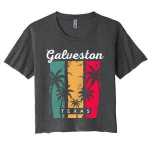 Galveston Texas Summer Tx Tropical Galvestonian Beach Lover Funny Gift Women's Crop Top Tee