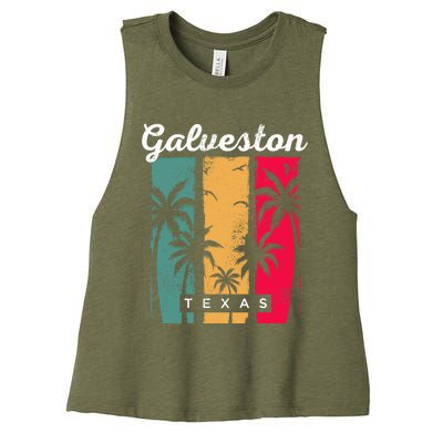 Galveston Texas Summer Tx Tropical Galvestonian Beach Lover Funny Gift Women's Racerback Cropped Tank